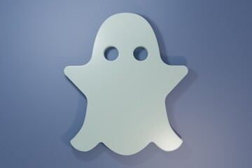Grey Ghost icon isolated on purple-blue background. Minimalism concept. 3D render illustration
