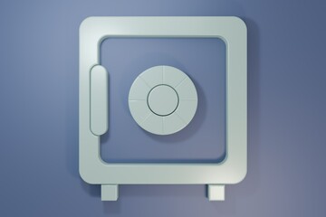 Grey Safe icon isolated on purple-blue background. The door safe a bank vault with a combination lock. Reliable Data Protection. Minimalism concept. 3D render illustration