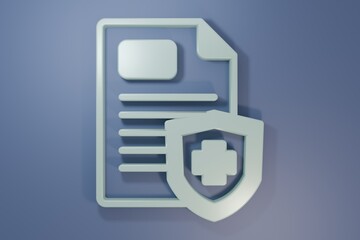 Grey Medical clipboard with clinical record icon isolated on purple-blue background. Prescription, medical check marks report. Minimalism concept. 3D render illustration