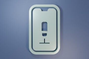 Grey Mobile recording icon isolated on purple-blue background. Mobile phone with microphone. Voice recorder app smartphone interface. Minimalism concept. 3D render illustration