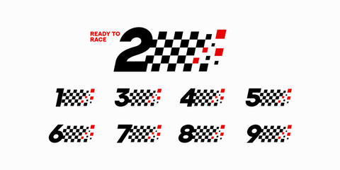 set of flag racing number decals, sports car, 

