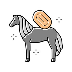 grooming horse breeding color icon vector illustration