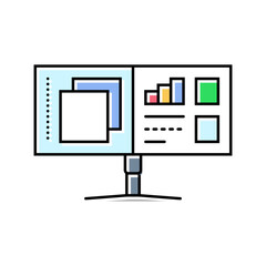 monitor split screen hybrid work color icon vector illustration