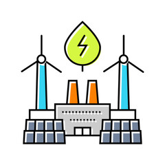 green energy integration industry 5 color icon vector illustration