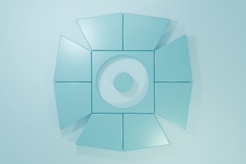 Blue Movie spotlight icon isolated on blue background. Light Effect. Scene, Studio, Show. Minimalism concept. 3D render illustration