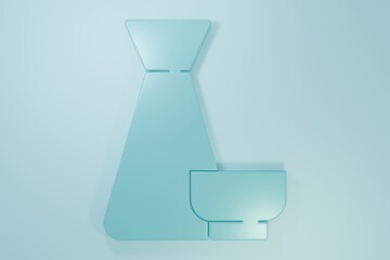 Blue Traditional Chinese tea ceremony icon isolated on blue background. Teapot with cup. Minimalism concept. 3D render illustration