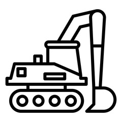 Excavator Icon Vector Illustration Line Version