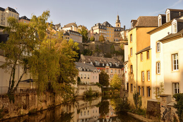 Historic buildings along the canal in Luxembourg city