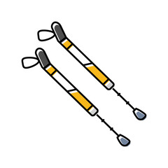 pair nordic walking poles color icon vector illustration
