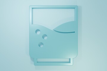 Blue Glass with water icon isolated on blue background. Soda glass. Minimalism concept. 3D render illustration