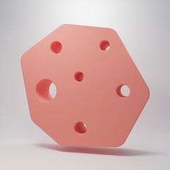 Pink Asteroid icon isolated on pink background. Minimalism concept. 3D render illustration