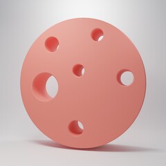 Pink Planet Mars icon isolated on pink background. Minimalism concept. 3D render illustration