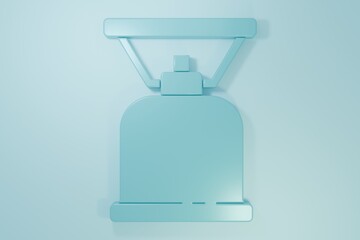 Blue Camping gas stove icon isolated on blue background. Portable gas burner. Hiking, camping equipment. Minimalism concept. 3D render illustration