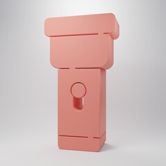 Pink Flashlight icon isolated on pink background. Minimalism concept. 3D render illustration
