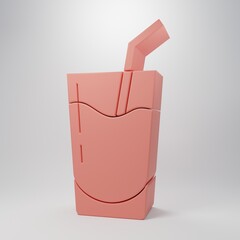 Pink Cocktail and alcohol drink icon isolated on pink background. Minimalism concept. 3D render illustration