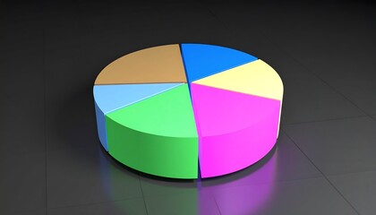 Obraz premium Colorful 3D pie chart on dark background