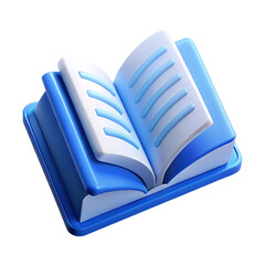 Stylized 3d open book with blue pages and cover on black background © sumona42