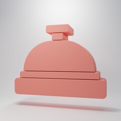 Pink Hotel service bell icon isolated on pink background. Reception bell. Minimalism concept. 3D render illustration