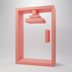 Pink Shower cabin icon isolated on pink background. Minimalism concept. 3D render illustration