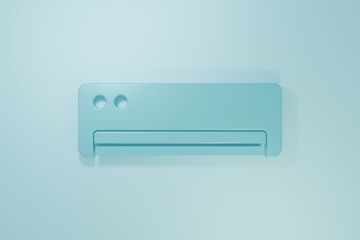 Blue Air conditioner icon isolated on blue background. Split system air conditioning. Cool and cold climate control system. Minimalism concept. 3D render illustration