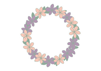 Pastel Peach and Purple Floral Wreath Frame.