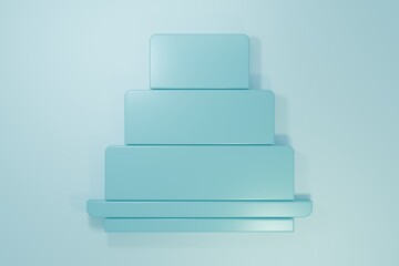Blue Cake icon isolated on blue background. Happy Birthday. Minimalism concept. 3D render illustration
