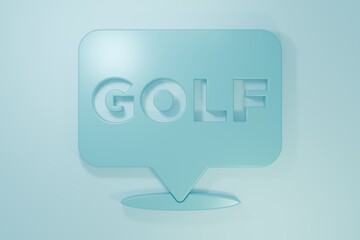 Blue Golf label icon isolated on blue background. Minimalism concept. 3D render illustration