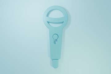 Blue Microphone icon isolated on blue background. On air radio mic microphone. Speaker sign. Minimalism concept. 3D render illustration