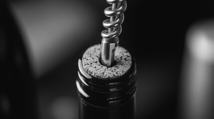 Opening a bottle of wine closeup.