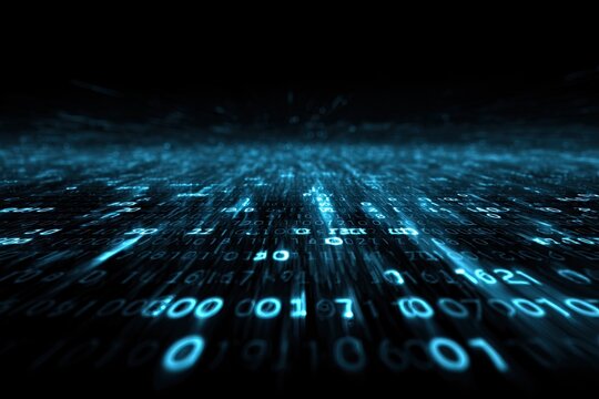 Abstract digital landscape of binary code