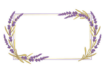 Elegant Lavender Floral Frame with Gold Border.