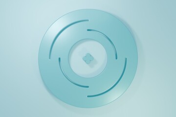 Blue Vinyl disk icon isolated on blue background. Minimalism concept. 3D render illustration