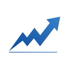 Blue arrow graph showing upward trend and growth