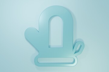 Blue Sauna mitten icon isolated on blue background. Mitten for spa. Minimalism concept. 3D render illustration