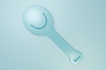 Blue Sauna ladle icon isolated on blue background. Minimalism concept. 3D render illustration