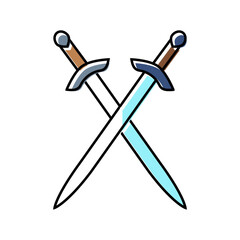 crossed swords heraldic color icon vector illustration