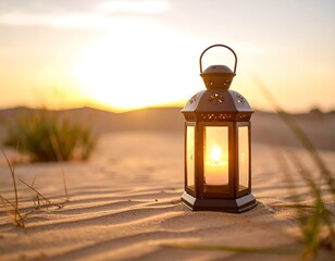 Desert Sunset Lantern Candle Light.