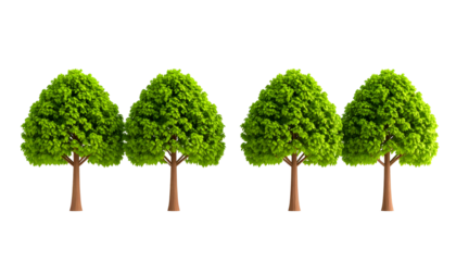 PNG Transparent Round Top Cartoon Trees in a Row