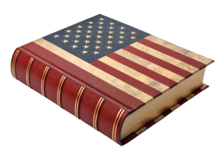 book with USA flag theme, no background, PNG image
