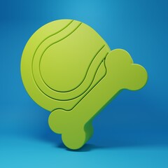 Green Pet toys bone rubber and ball icon isolated on blue background. Minimalism concept. 3D render illustration