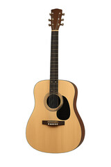 Obraz premium Classic acoustic guitar showcased on a neutral background for musicians and enthusiasts
