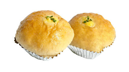Round lump tuna bread isolated on Transparent background.