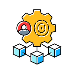 blockchain based identity verification color icon vector illustration