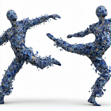 Dance Movement Abstract Figures Blue Art Expression Performance Geometry Shapes Body Style Energy Silhouette Modern Dynamic Concept Visualization Sport Freedom Action Rhythm Gesture Fluidity