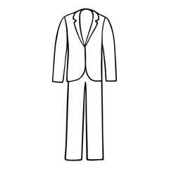 Men's suit including jacket and trousers. Vector Graphic element in hand drawn style