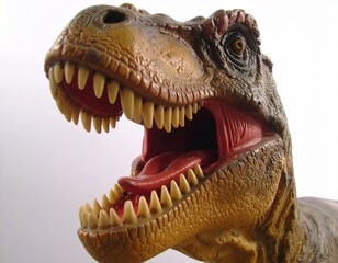 A ferocious reptile predator, the tyrannosaurus rex, with big, isolated jaws and teeth, is a wild monster of nature