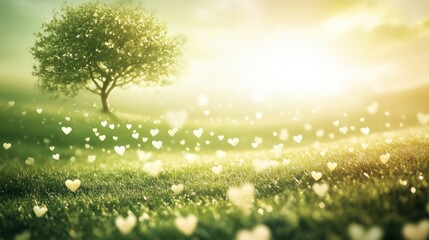 Obraz premium Serene Heartscape Tree Field Love.