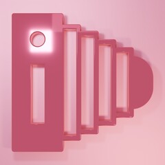 Pink Photo camera icon isolated on pink background. Foto camera. Digital photography. Minimalism concept. 3D render illustration