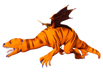 3D Rendering Fairy Tale Dragon on White