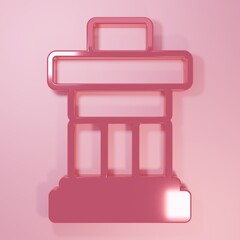 Pink Inukshuk icon isolated on pink background. Minimalism concept. 3D render illustration